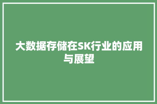 大数据存储在SK行业的应用与展望