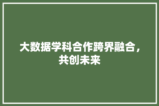 大数据学科合作跨界融合，共创未来