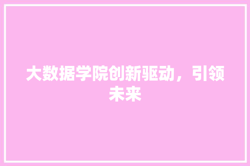 大数据学院创新驱动，引领未来