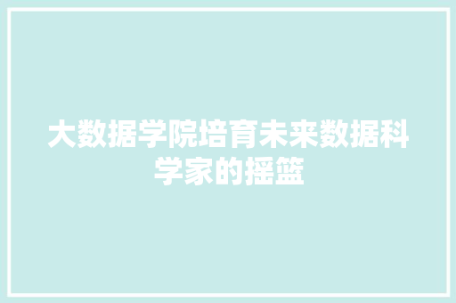 大数据学院培育未来数据科学家的摇篮