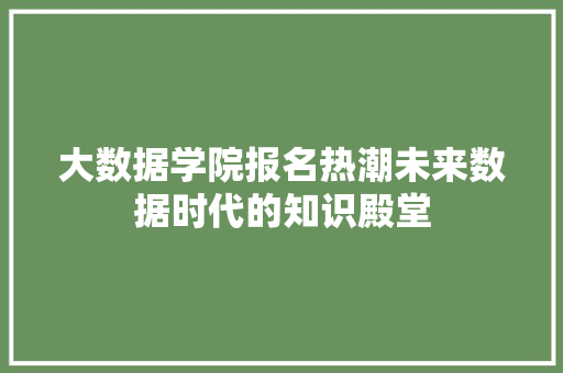 大数据学院报名热潮未来数据时代的知识殿堂
