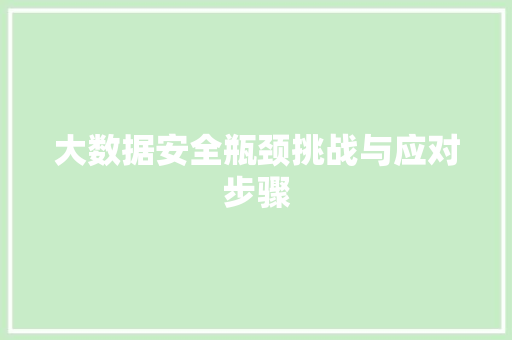 大数据安全瓶颈挑战与应对步骤