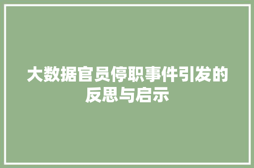 大数据官员停职事件引发的反思与启示