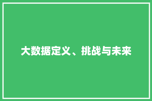大数据定义、挑战与未来