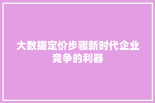 大数据定价步骤新时代企业竞争的利器 网络技术