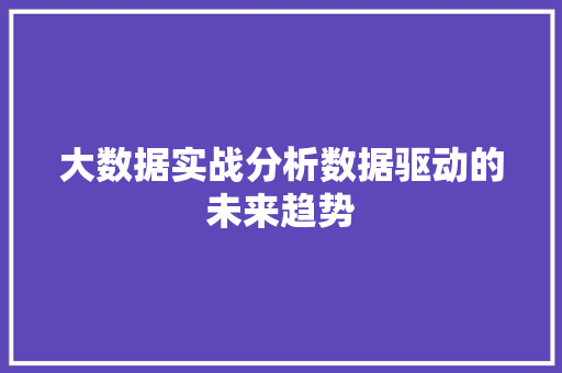 大数据实战分析数据驱动的未来趋势