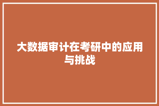大数据审计在考研中的应用与挑战 大数据审计在考研中的应用与挑战