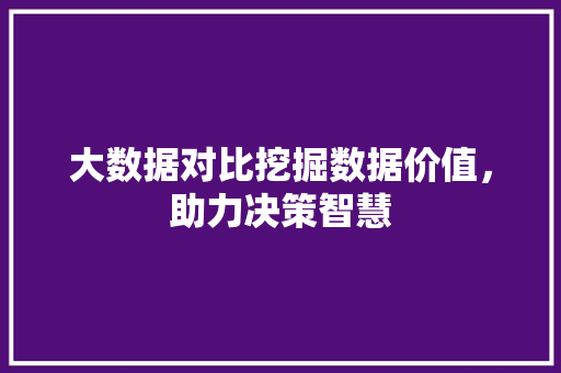 大数据对比挖掘数据价值，助力决策智慧