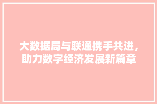 大数据局与联通携手共进，助力数字经济发展新篇章