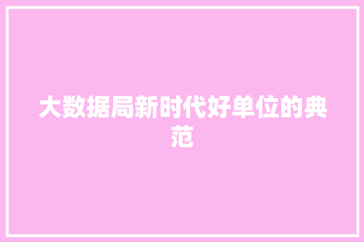 大数据局新时代好单位的典范 操作系统