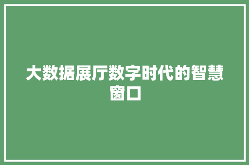 大数据展厅数字时代的智慧窗口