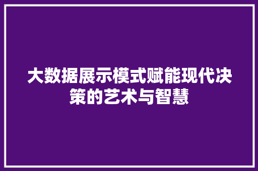 大数据展示模式赋能现代决策的艺术与智慧 大数据展示模式赋能现代决策的艺术与智慧