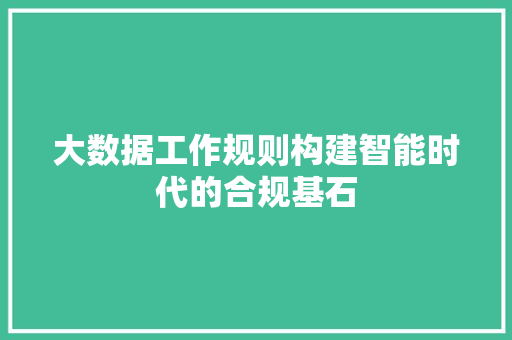 大数据工作规则构建智能时代的合规基石 操作系统