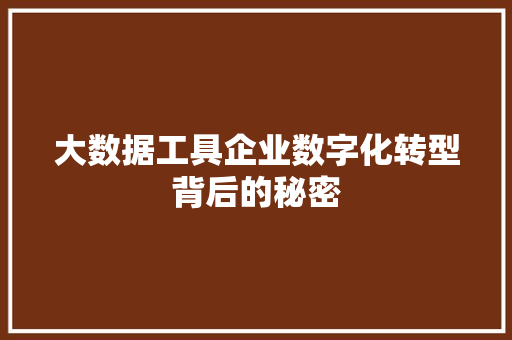 大数据工具企业数字化转型背后的秘密 大数据工具企业数字化转型背后的秘密