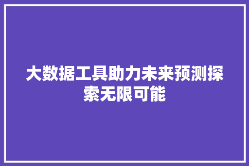 大数据工具助力未来预测探索无限可能 网络技术