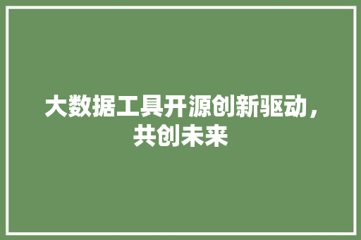 大数据工具开源创新驱动,共创未来 操作系统 大数据工具开源创新驱动,共创未来 操作系统