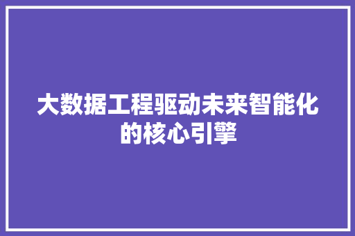 大数据工程驱动未来智能化的核心引擎