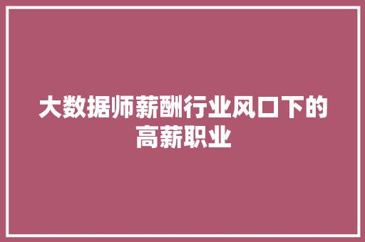 大数据师薪酬行业风口下的高薪职业 电脑故障维修