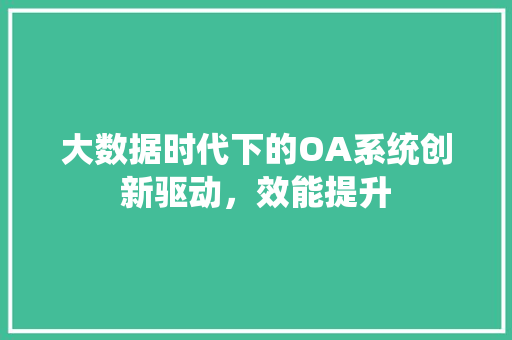 大数据时代下的OA系统创新驱动，效能提升