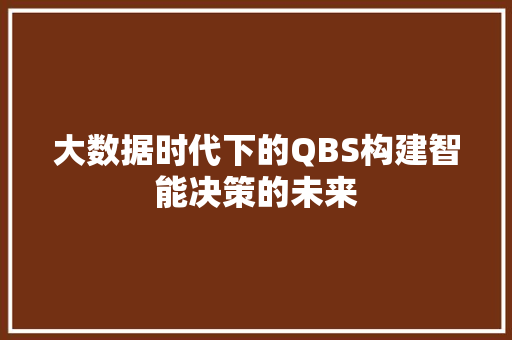 大数据时代下的QBS构建智能决策的未来