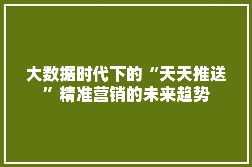 大数据时代下的“天天推送”精准营销的未来趋势