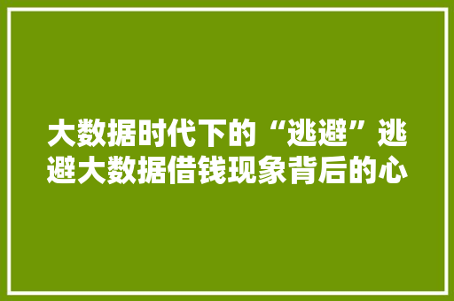大数据时代下的“逃避”逃避大数据借钱现象背后的心理与对策