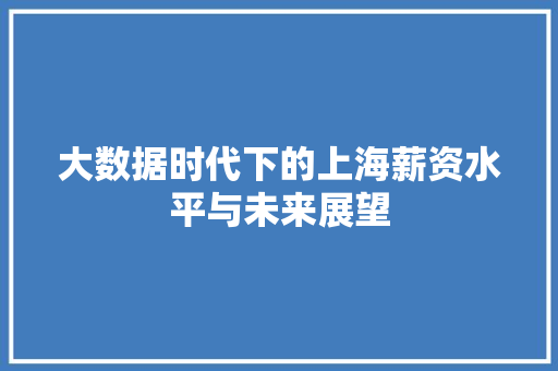 大数据时代下的上海薪资水平与未来展望 电脑配置