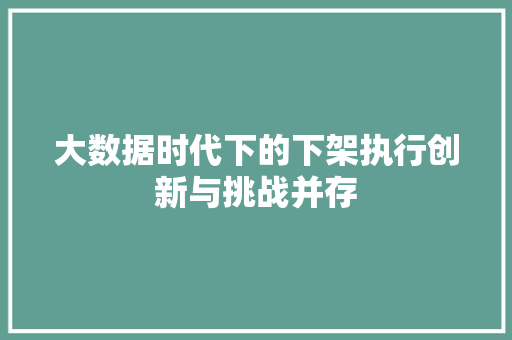 大数据时代下的下架执行创新与挑战并存 电脑故障维修