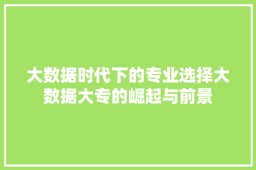 大数据时代下的专业选择大数据大专的崛起与前景 电脑故障维修