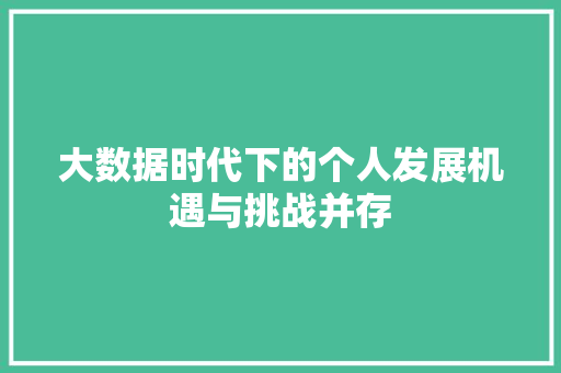大数据时代下的个人发展机遇与挑战并存 网络技术
