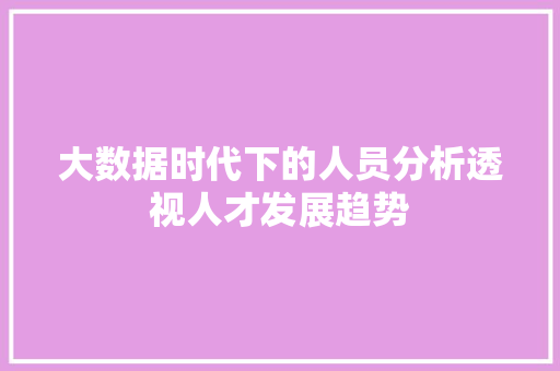 大数据时代下的人员分析透视人才发展趋势