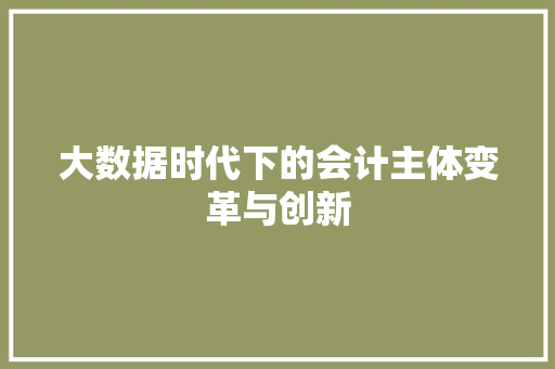 大数据时代下的会计主体变革与创新
