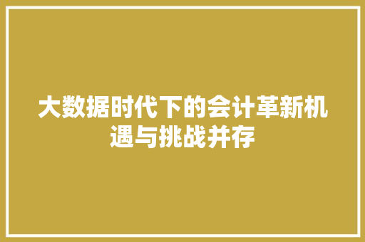 大数据时代下的会计革新机遇与挑战并存