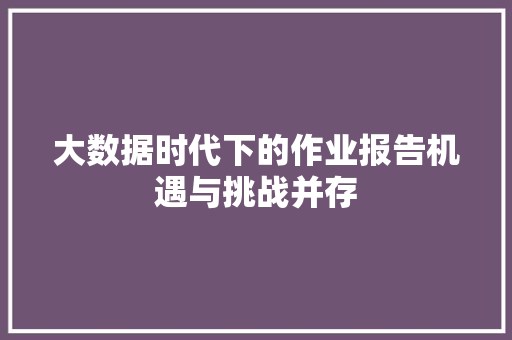 大数据时代下的作业报告机遇与挑战并存