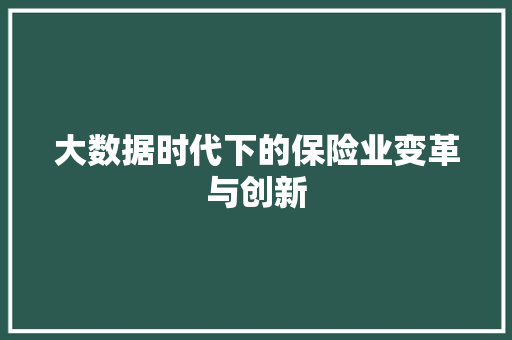 大数据时代下的保险业变革与创新 电脑故障维修