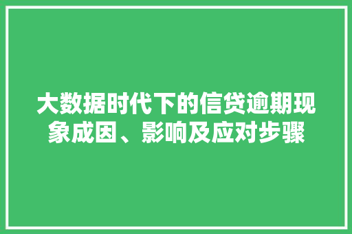 大数据时代下的信贷逾期现象成因、影响及应对步骤 大数据时代下的信贷逾期现象成因、影响及应对步骤