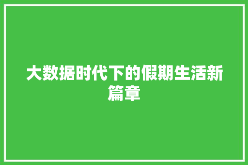 大数据时代下的假期生活新篇章 大数据时代下的假期生活新篇章