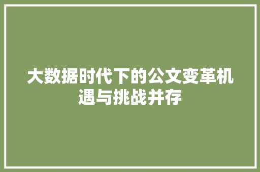 大数据时代下的公文变革机遇与挑战并存