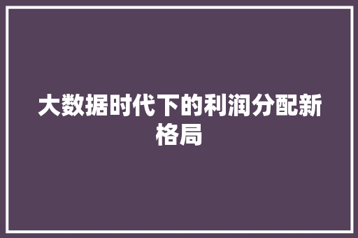 大数据时代下的利润分配新格局 电脑配置 大数据时代下的利润分配新格局 电脑配置
