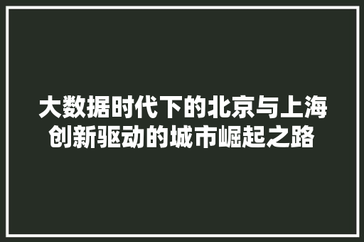 大数据时代下的北京与上海创新驱动的城市崛起之路 大数据时代下的北京与上海创新驱动的城市崛起之路