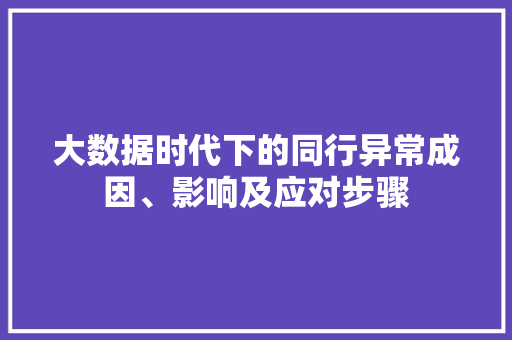大数据时代下的同行异常成因、影响及应对步骤