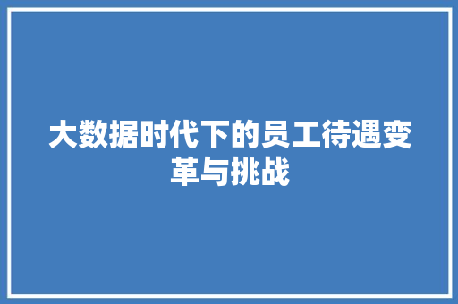 大数据时代下的员工待遇变革与挑战