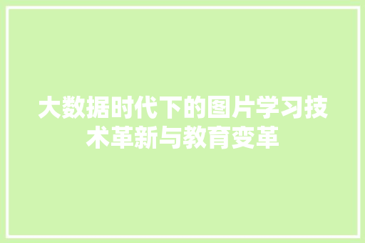 大数据时代下的图片学习技术革新与教育变革