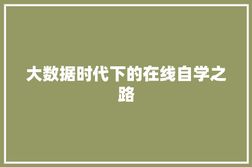 大数据时代下的在线自学之路