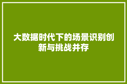 大数据时代下的场景识别创新与挑战并存