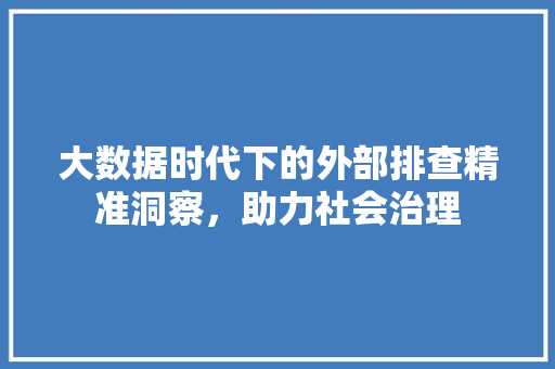 大数据时代下的外部排查精准洞察，助力社会治理