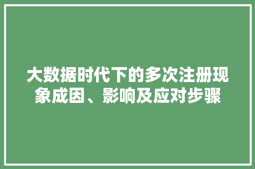 大数据时代下的多次注册现象成因、影响及应对步骤