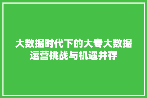大数据时代下的大专大数据运营挑战与机遇并存