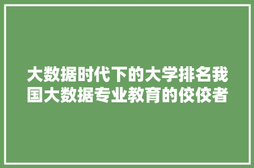 大数据时代下的大学排名我国大数据专业教育的佼佼者