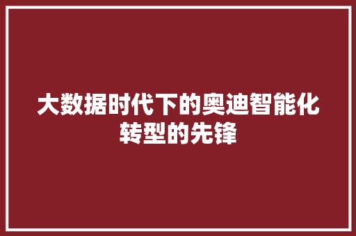 大数据时代下的奥迪智能化转型的先锋